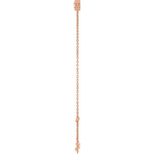14K Gold Round Natural White Sapphire Bezel-Set Link Bracelet - Rose Gold - view 12