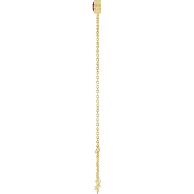 14K Gold Round Lab-Grown Ruby Bezel-Set Link Bracelet - Yellow Gold - view 12