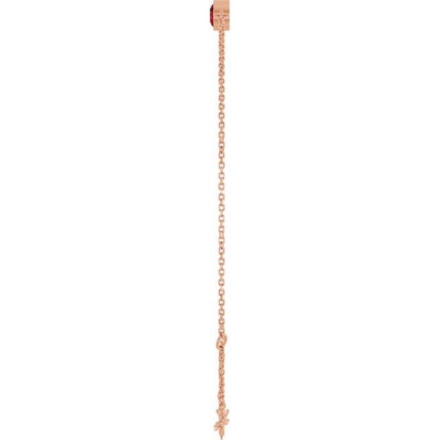 14K Gold Round Natural Mozambique Garnet Bezel-Set Link Bracelet - Rose Gold - view 12