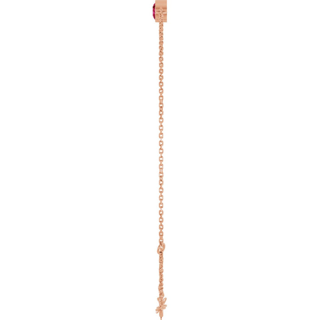 14K Gold Round Lab-Grown Ruby Bezel-Set Link Bracelet - Rose Gold - view 12
