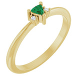 14K Gold Trillion Natural Emerald & Natural Diamond Accented Ring - Yellow Gold