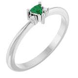 14K Gold Trillion Natural Emerald & Natural Diamond Accented Ring - White Gold
