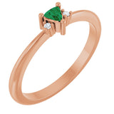 14K Gold Trillion Natural Emerald & Natural Diamond Accented Ring - Rose Gold