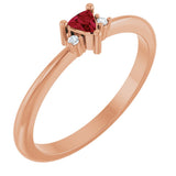 14K Gold Trillion Natural Ruby & Natural Diamond Accented Ring - Rose Gold