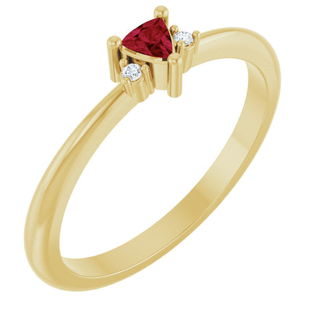 14K Gold Trillion Lab-Grown Ruby & Natural Diamond Accented Ring - Yellow Gold