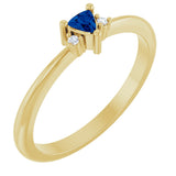 14K Gold Trillion Lab-Grown Blue Sapphire & Natural Diamond Accented Ring - Yellow Gold