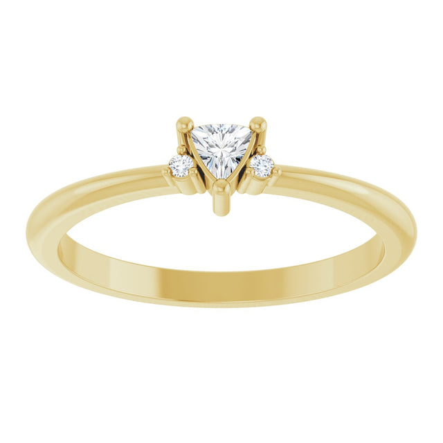 14K Gold Trillion Natural White Sapphire & Natural Diamond Accented Ring - Yellow Gold - view 3