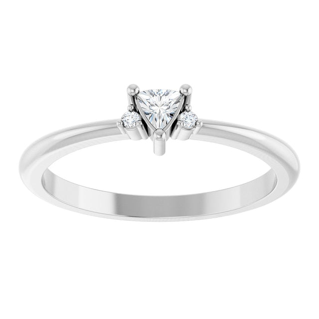 14K Gold Trillion Natural White Sapphire & Natural Diamond Accented Ring - White Gold - view 3
