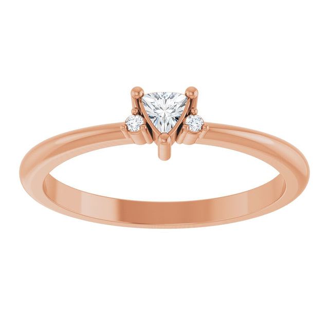 14K Gold Trillion Natural White Sapphire & Natural Diamond Accented Ring - Rose Gold - view 3