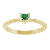 14K Gold Trillion Natural Emerald & Natural Diamond Accented Ring - Yellow Gold - view 3
