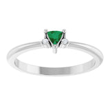 Platinum Trillion Natural Emerald & Natural Diamond Accented Ring - view 3