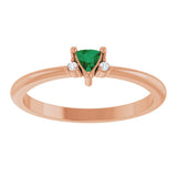14K Gold Trillion Natural Emerald & Natural Diamond Accented Ring - Rose Gold - view 3