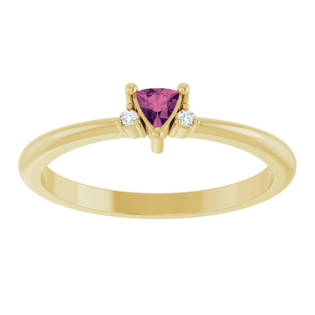 14K Gold Trillion Natural Pink Tourmaline & Natural Diamond Accented Ring - Yellow Gold - view 3