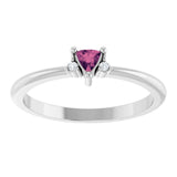 14K Gold Trillion Natural Pink Tourmaline & Natural Diamond Accented Ring - White Gold - view 3