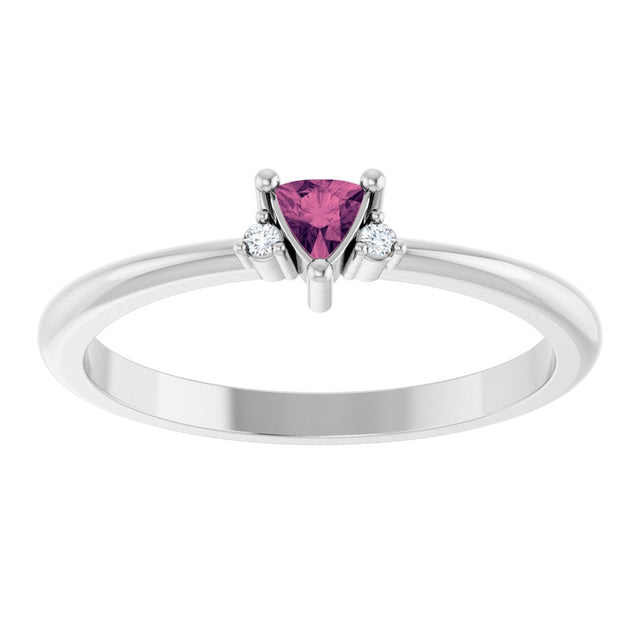14K Gold Trillion Natural Pink Tourmaline & Natural Diamond Accented Ring - White Gold - view 3