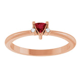 14K Gold Trillion Natural Ruby & Natural Diamond Accented Ring - Rose Gold - view 3