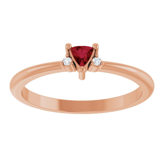 14K Gold Trillion Lab-Grown Ruby & Natural Diamond Accented Ring - Rose Gold - view 3