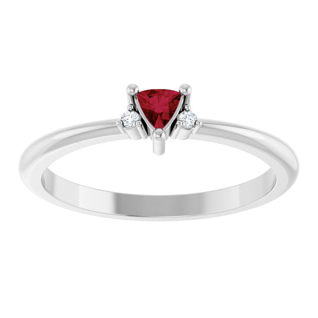 Platinum Trillion Natural Ruby & Natural Diamond Accented Ring - view 3