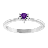 Platinum Trillion Natural Amethyst & Natural Diamond Accented Ring – 3x3mm - view 3