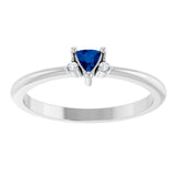 Platinum Trillion Natural Blue Sapphire & Natural Diamond Accented Ring - view 3