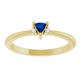 14K Gold Trillion Lab-Grown Blue Sapphire & Natural Diamond Accented Ring - Yellow Gold - view 3