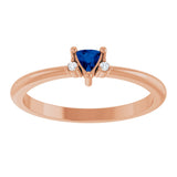 14K Gold Trillion Natural Blue Sapphire & Natural Diamond Accented Ring - Rose Gold - view 3