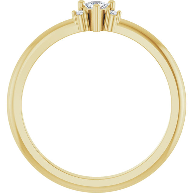 14K Gold Trillion Natural White Sapphire & Natural Diamond Accented Ring - Yellow Gold - view 2