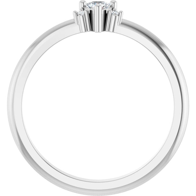 14K Gold Trillion Natural White Sapphire & Natural Diamond Accented Ring - White Gold - view 2