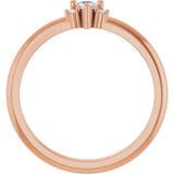 14K Gold Trillion Natural White Sapphire & Natural Diamond Accented Ring - Rose Gold - view 2