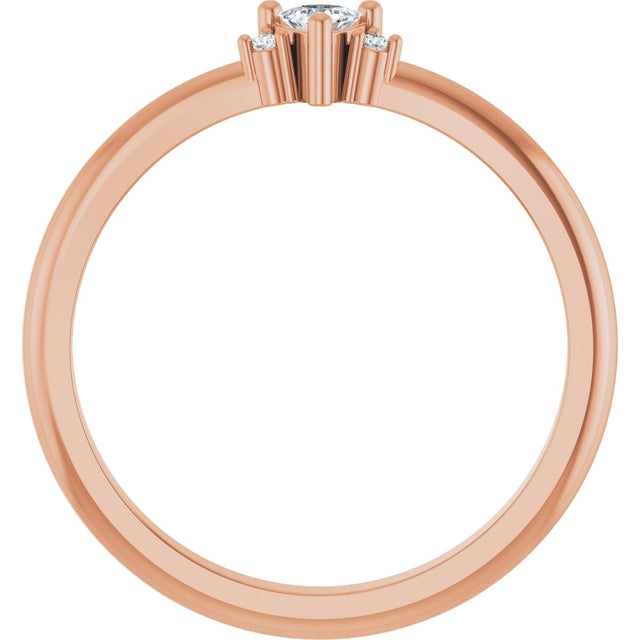 14K Gold Trillion Natural White Sapphire & Natural Diamond Accented Ring - Rose Gold - view 2