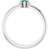14K Gold Trillion Natural Emerald & Natural Diamond Accented Ring - White Gold - view 2