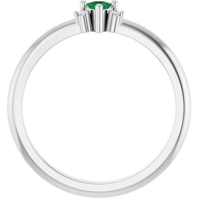 Platinum Trillion Natural Emerald & Natural Diamond Accented Ring - view 2