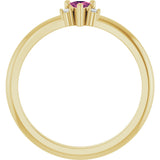 14K Gold Trillion Natural Pink Tourmaline & Natural Diamond Accented Ring - Yellow Gold - view 2
