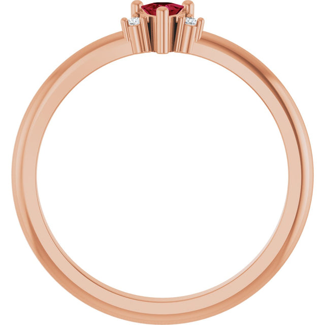 14K Gold Trillion Natural Ruby & Natural Diamond Accented Ring - Rose Gold - view 2