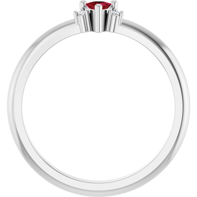 Platinum Trillion Natural Ruby & Natural Diamond Accented Ring - view 2