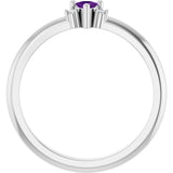 14K Gold Trillion Natural Amethyst & Natural Diamond Accented Ring – 3x3mm - White Gold - view 2