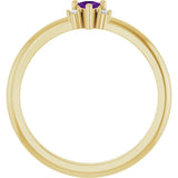 14K Gold Trillion Natural Amethyst & Natural Diamond Accented Ring – 3x3mm - Yellow Gold - view 2
