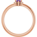 14K Gold Trillion Natural Amethyst & Natural Diamond Accented Ring – 3x3mm - Rose Gold - view 2