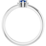 14K Gold Trillion Natural Blue Sapphire & Natural Diamond Accented Ring - White Gold - view 2