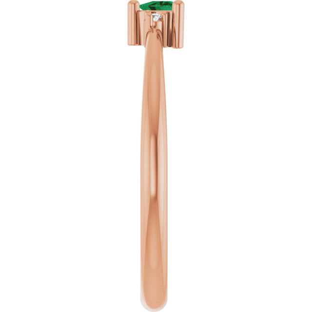 14K Gold Trillion Natural Emerald & Natural Diamond Accented Ring - Rose Gold - view 4