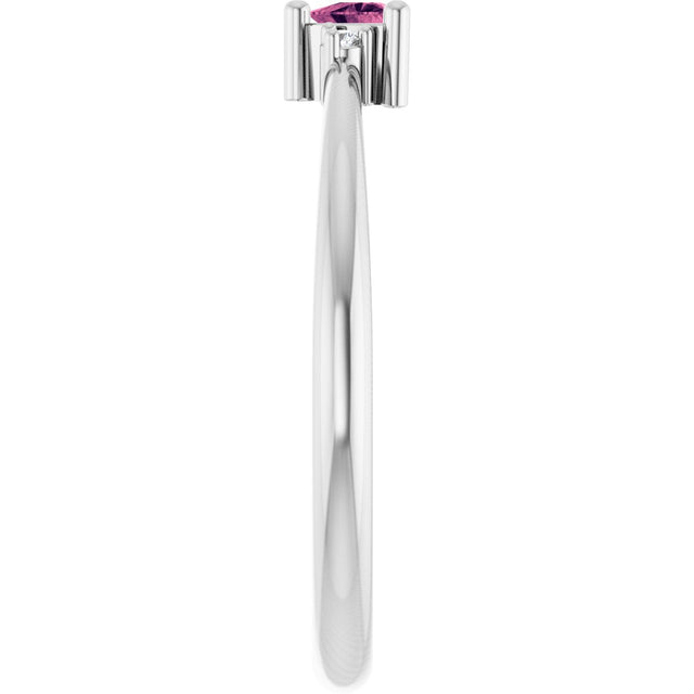 Platinum Trillion Natural Pink Tourmaline & Natural Diamond Accented Ring - view 4
