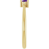 14K Gold Trillion Natural Amethyst & Natural Diamond Accented Ring – 3x3mm - Yellow Gold - view 4