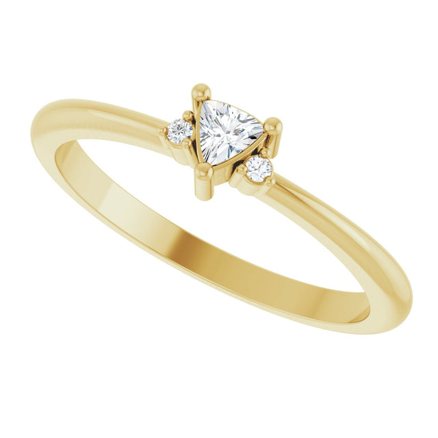 14K Gold Trillion Natural White Sapphire & Natural Diamond Accented Ring - Yellow Gold - view 5