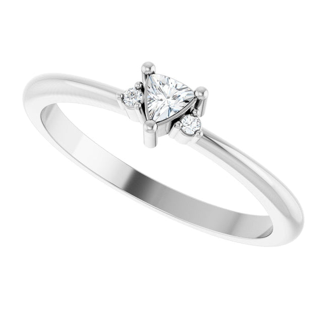 14K Gold Trillion Natural White Sapphire & Natural Diamond Accented Ring - White Gold - view 5