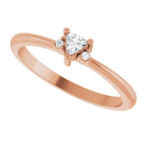 14K Gold Trillion Natural White Sapphire & Natural Diamond Accented Ring - Rose Gold - view 5