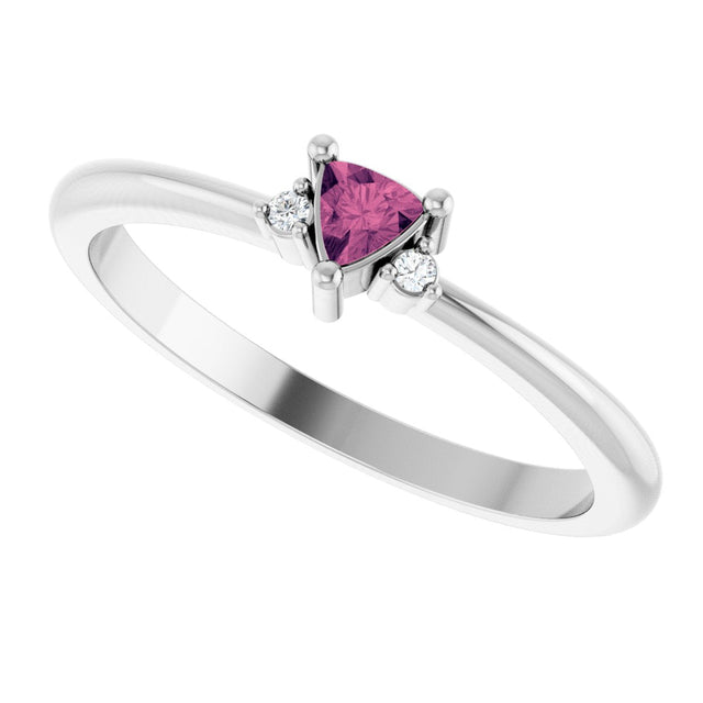 Platinum Trillion Natural Pink Tourmaline & Natural Diamond Accented Ring - view 5