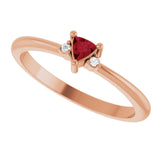 14K Gold Trillion Natural Ruby & Natural Diamond Accented Ring - Rose Gold - view 5