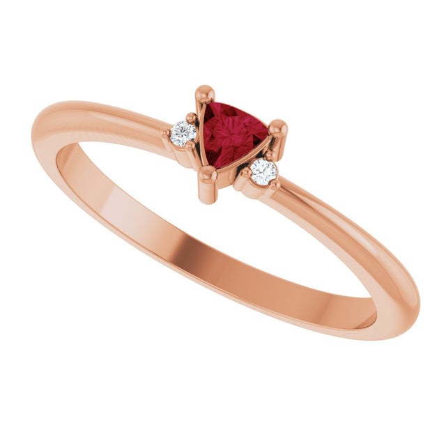 14K Gold Trillion Natural Ruby & Natural Diamond Accented Ring - Rose Gold - view 5