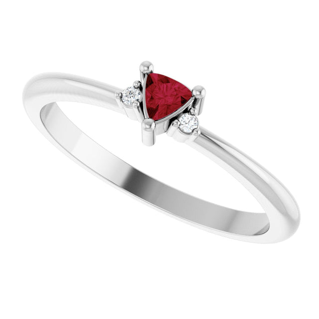 Platinum Trillion Natural Ruby & Natural Diamond Accented Ring - view 5