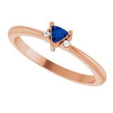 14K Gold Trillion Lab-Grown Blue Sapphire & Natural Diamond Accented Ring - Rose Gold - view 5